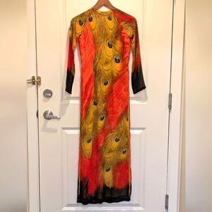 Peacock Feather Print Tunic Dress